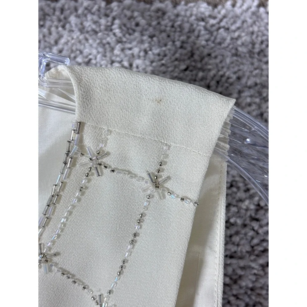 R&M Richards Petite Sleeveless Beaded Formal Dress Ivory Size‎ 8P - READ